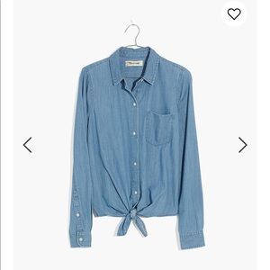 Denim Tie-Front Shirt in Hillford Wash NWT XS